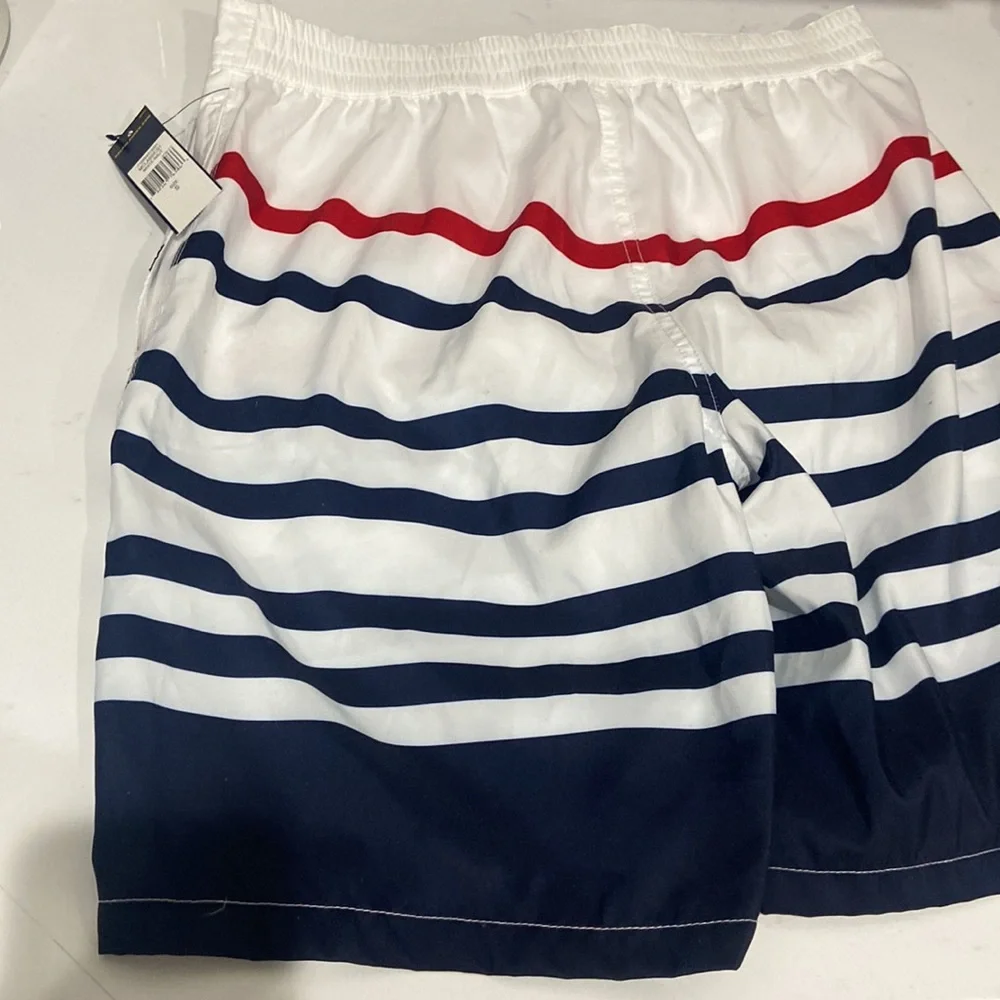 Polo Ralph Lauren Swim Trunks Mens Small Blue White Red Striped Board Shorts NWT - Picture 12 of 15